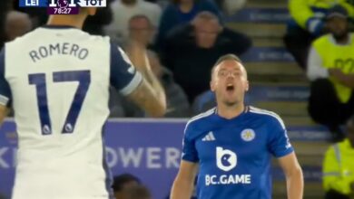 Photo of El fuerte cruce entre Cuti Romero y Jamie Vardy en el empate de Tottenham con Leicester City, por la Premier League