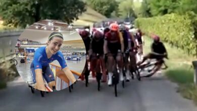 Photo of Impresionante caída de una ciclista italiana de 19 años: está grave