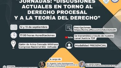 Photo of Realizarán las jornadas “Discusiones actuales en torno al Derecho Procesal y a la Teoría del Derecho” 