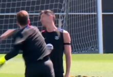 Photo of El nocaut de Szczesny a Robert Lewandowski en el entrenamiento del Barcelona